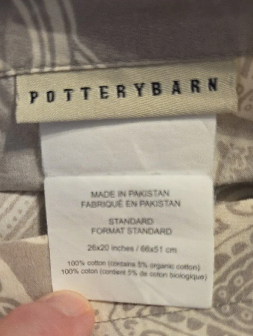 Pottery Barn Alana Medallion Taupe Ivory Ombre Cotton Standard Pillow Sham Set